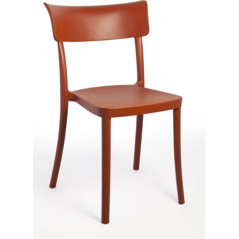 Sedia Polipropilene Colorata Design Moderno, da Esterno, Sala da Pranzo, Cucina e Bar - Impilabile - SARETINA - 9 colori Colore Rosso Ruggine, Opzioni 2° scelta