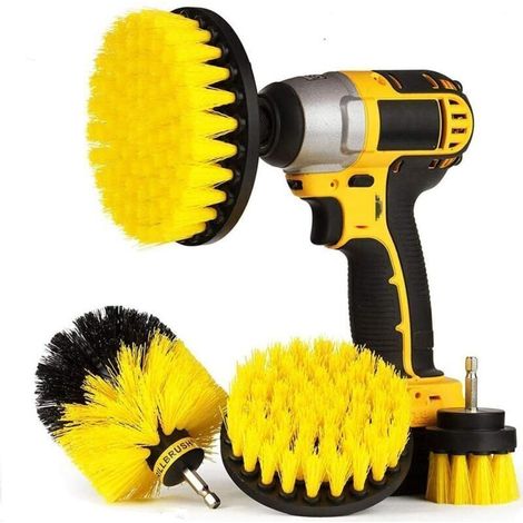 4 Pièces Brosse de Nettoyage Perceuse Électrique - Épurateur électrique pour Brosse de Nettoyage pour le Nettoyage de Salles de Bains, Dalles de Piscine, Briques, Céramique (Perceuse (1/4)