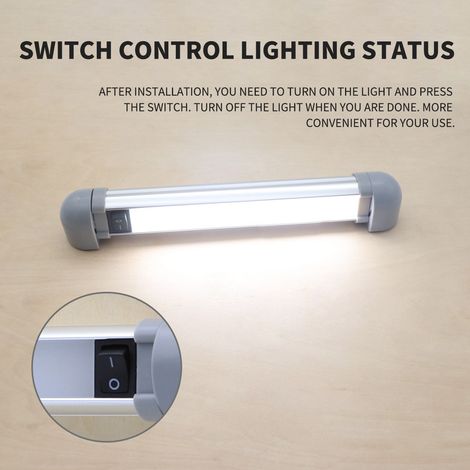 Lampe LED orientable 150 lumens pour camping‑car – Angle réglable 180° avec interrupteur – Éclairage intérieur 12‑24V, longueur 228 mm (1/5)