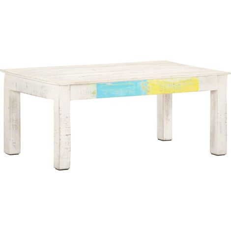 vidaXL Mesa de centro de madera maciza de mango blanca 110x60x45 cm (1/5)