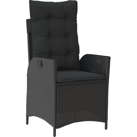 Maison Exclusive - Sedia Reclinabile da Giardino con Cuscini Nera in Polyrattan