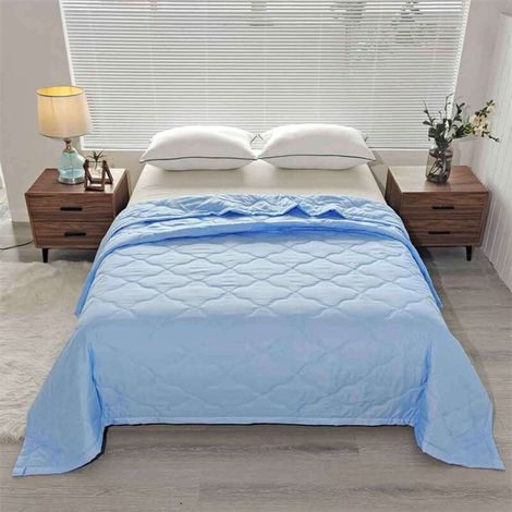 Couette d'été légère en coton Syligr pour lits Queen Size, douce et respirante, lavable et matelassée (1/3)