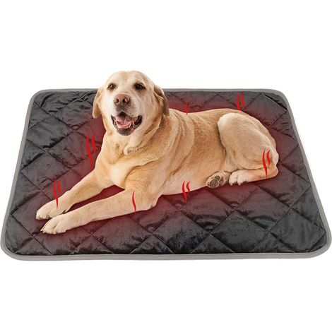 Hundedecke Warm rutschfest Waschbar Weich Haustiermatte (Grau, L)