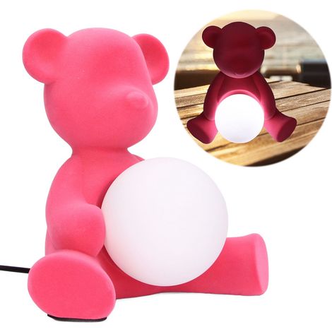 Lampe de bureau enfant mignonne, veilleuse LED ours en peluche, cadeau d'anniversaire pour enfant, rose, norme nationale 220 V (1/5)