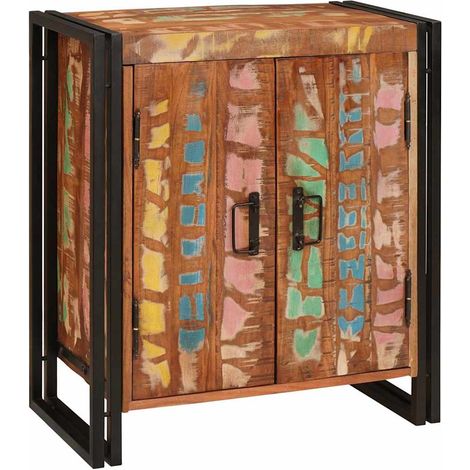 Cabinet de chevet Multicolore-Table de nuit-Table de chevet Bois massif recyclé (1/5)