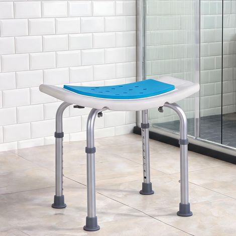 Tabouret de douche antidérapant bleu réglable 6 hauteurs (1/5)