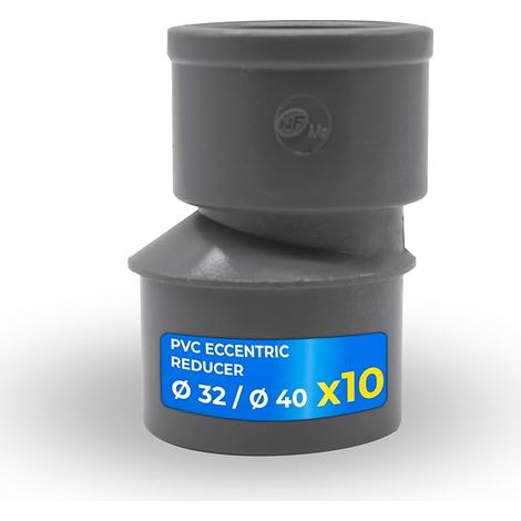 PVC Excentred Reduction Ø32 x 40 mm Pack of 5 Male Female PVC Reduction Connector Easy to Install with Waterproof Seal Offset Reduction Piece (1/5)