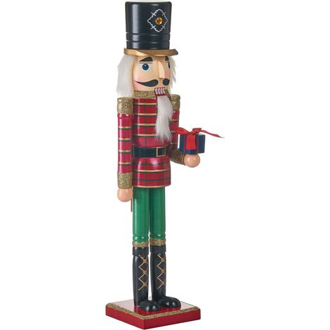 Figurine en Forme de Casse-Noisette en Bois de Pin Accessoire Décoration de Noël Fait Main Rouge Rodsjon