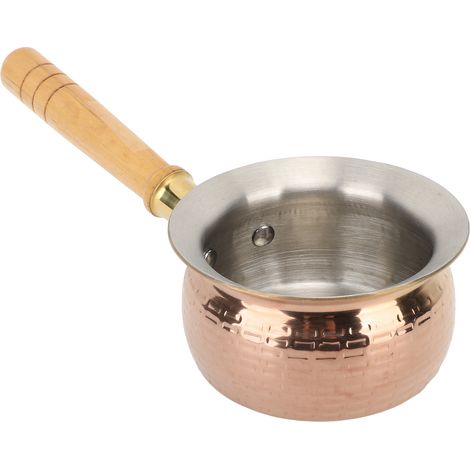 Chauffe-beurre en acier inoxydable, petite casserole, Pot de fusion multifonction, casserole avec manche en bois pour le café au lait (1/5)