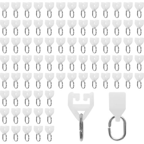 80 roulettes pour tringles à rideaux avec crochets, coulisses silencieuses en plastique pour stores enrouleurs, rideaux de douche, paravents et plus encore