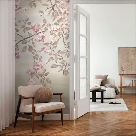 Photo wallpaper wall Profhome 791448 hot embossed non-woven wallpaper slightly textured with floral pattern matt beige light brown pink 1,59 m x 2,8 m (1/5)