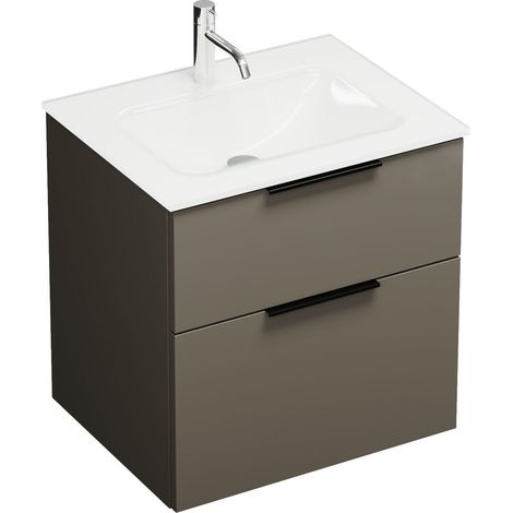 Vasque en verre Burg Eqio + meuble sous-vasque gris brillant/blanc GR0200