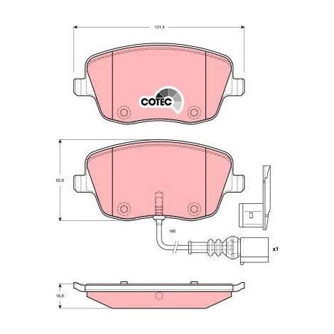 Kit de plaquettes de frein, frein à disque TRW Automotive GDB1472 SEAT 6Q0615269 (1/2)