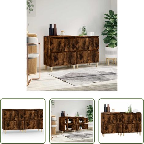 vidaXL Meuble buffet - Buffets 2 pcs chêne fumé 60x35x70 cm bois d'ingénierie (1/5)