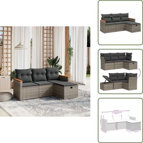Arredamento da esterno - vidaXL Set Divani da Giardino 4 pz con Cuscini in Polyrattan Grigio - Divano da patio