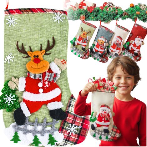 Weihnachtssocken als Geschenk, 4er-Set, dekorative Kamindekoration, mehr & Deko (1/5)