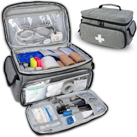 Trousse de Secours Vide Étanche, First Aid Kit Vide (Gris) (1/5)