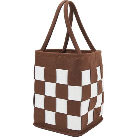 Panier vélo en feutre beige et blanc pliable détachable pour guidon de bicyclette (1/5)