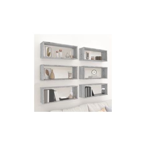 Étagères murales cube 6 pcs Sonoma gris 60x15x23 Bois (1/5)