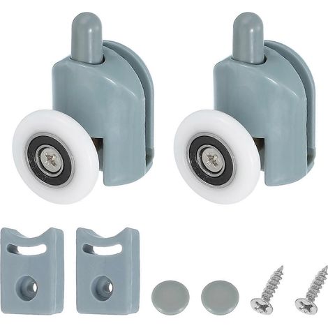 Lot de 4 roulettes pour porte de douche sans cadre, roues de 19 mm (3/4 po), coulissement fluide, hauteur réglable, finition chromée (1/5)