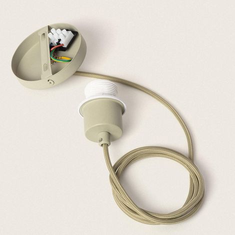 Lampada a Sospensione con Cavo Tessile Verde Verde Cachi