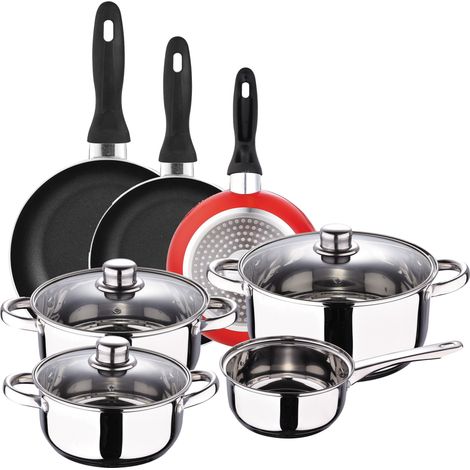 San Ignacio Cassel Batterie 7 pièces +  3 poêles Ø16/Ø20/Ø24 cms rouge antiadhésif, induction (1/5)