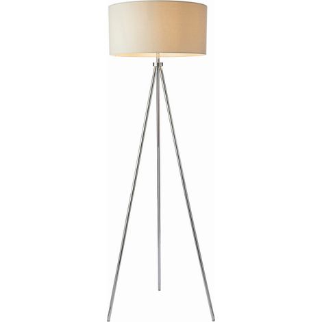 Endon Tri - Piantana 1 Luce Cromo, Effetto Lino Avorio, E27