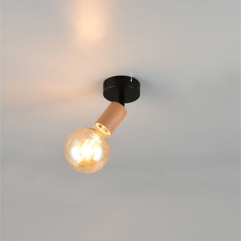 SPOT E27 LAMEGO 11CM NERO/LEGNO (1/3)