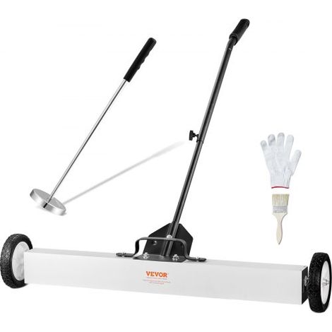 36-Zoll-Magnetkehrmaschine mit Rädern, 55 lbs Kapazität, mit ausziehbarem magnetischem Aufnahmewerkzeug, verstellbarem Griff, magnetischer Aufnahmekehrmaschine zum Aufnehmen von Nägeln und Schrauben, (1/5)