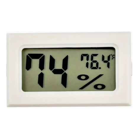 Präzises digitales Mini-Thermometer und Hygrometer in Weiß zur Überwachung von Temperatur und Luftfeuchtigkeit im Innenbereich – Anzeige in Fahrenheit (℉)