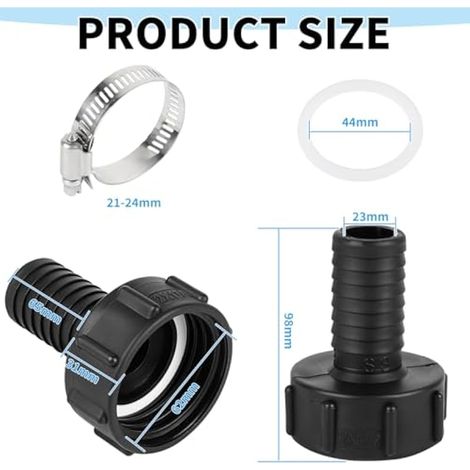 Adaptateur pour cuve IBC (2 pièces) S60x6, raccord de tuyau 60 mm vers 32 mm à filetage grossier, pour vannes Varril, irrigation de jardin, réservoir d'eau (1/5)