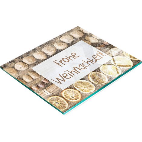 Tagliere decorativo in vetro temperato con scritta "Merry Christmas" 60x52 cm (1/5)