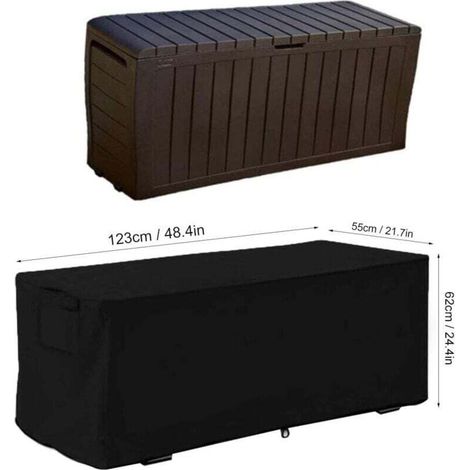 Telo di copertura per baule da esterno, impermeabile e resistente ai raggi UV, 123 x 62 x 55 cm, nero (1/4)