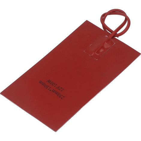Plaque de préchauffage moteur 12V 100W, dimensions 230x130 mm, chauffage rapide, étanche silicone pour réservoir carburant. (1/5)