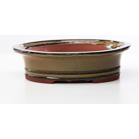 Vaso bonsai smaltato ovale cm. 20 Beige (1/2)