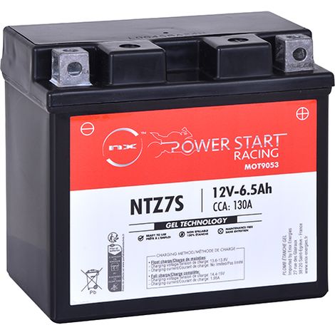 NX – Batterie moto Gel NTZ7S / YTZ7S 12V 6.5Ah – Technologie plomb étanche gel – Compatible Honda 125 CBR 125 R 2004-2012 (1/4)