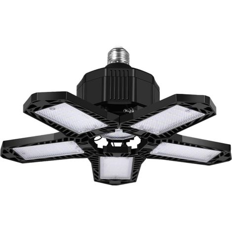 2 pièces Lampe De Garage Led 80w 5 Panneaux Déformables Éclairage Puissant 8000lm Lumière Froide 85-265v Plafond Éclairage Atelier Entrepôt (1/5)