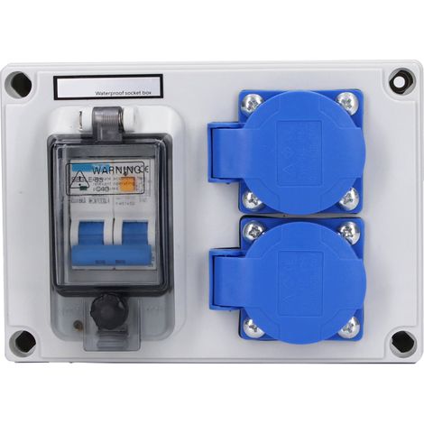 Boîtier de prise murale double allemande 200-250 V avec disjoncteur différentiel 230 V 40 A 1P+N (1/5)