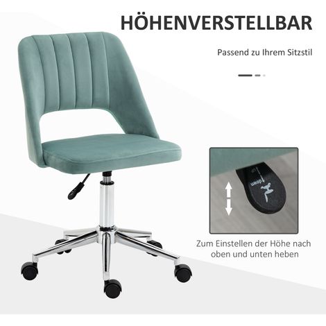 Chaise de bureau réglable en hauteur avec roulettes, pivotante à 360°, forme coquille, mousse, 49 x 60 x 79-91 cm, vert (1/5)