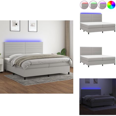 Sommier à lattes de lit et matelas et LED Gris clair 200x200 cm - Sommier Tapissier - Lit Plateforme - Lit Avec Led - Matelas À Ressorts Ensachés - Têted Lit Ajustable (1/5)