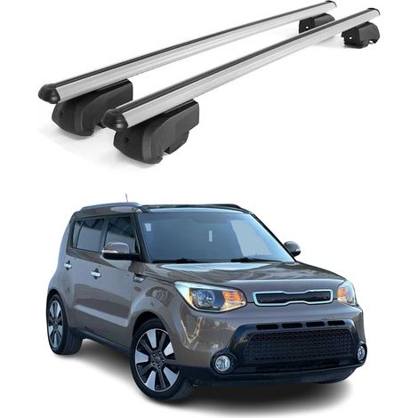 OMAC Aluminium Dachträger Querträger für Kia Soul II 2014-2019 – City Crash – ISO/PAS 11154:2006 – Abschließbar – Max. 75 kg – 2 Stangen Silber (1/5)