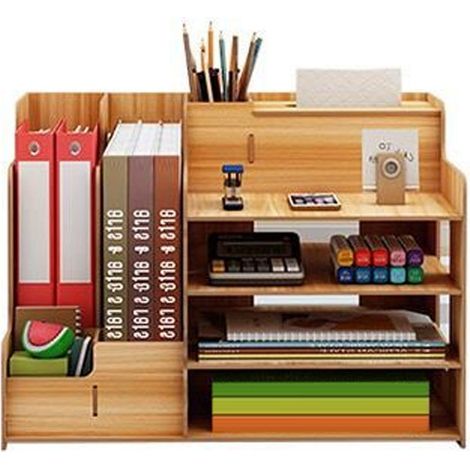 Étagère de rangement en bois cerisier pour bureau, style moderne et simple, organiseur polyvalent pour maison, école et bureau. (1/5)