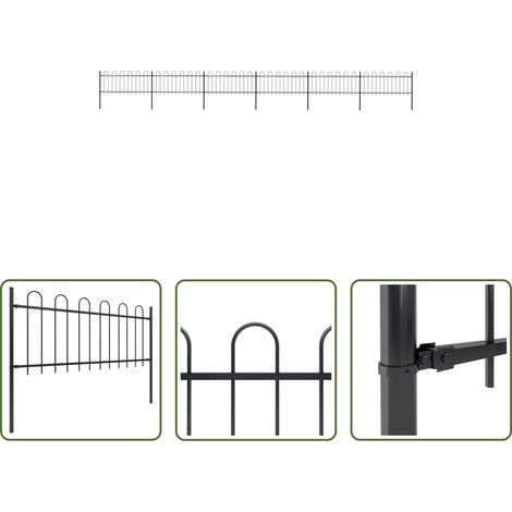 Clôture décorative - Clôture de jardin avec arceau en acier 1070 x 80 cm Noir (1/5)