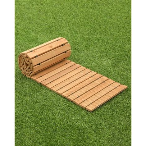 Camino de Jardín de Madera 2,43 m x 43,18 cm, Camino de Jardín Recto Antideslizante, Camino de Exterior de Cedro Enrollable con Conexión de Cable de Acero para Jardín, Fiesta de Bodas, Patio (1/5)