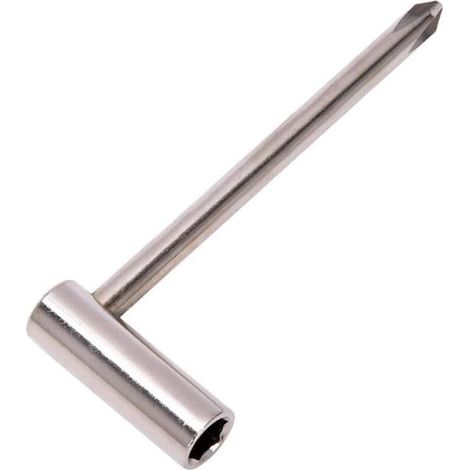 Llave estabilizadora de mástil de 7 mm (con destornillador Phillips), para guitarras (plateada). (1/5)