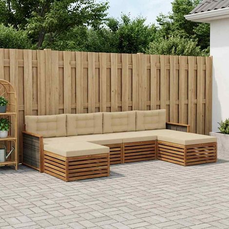 vidaXL Ensembles de canapés avec coussin 6 pcs Bois d'Acacia Massif (1/5)