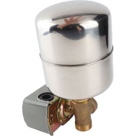 Pompe à eau auto-amorçante à quatre voies avec une seule tige, un réservoir sous pression en acier inoxydable et un pressostat 110-230 V. (1/5)