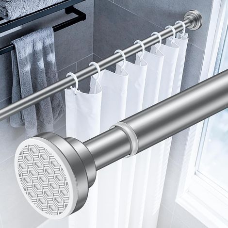 Tringles À Rideaux Sans Perçage, Tringle À Rideau De Douche Réglable De 82 À 204 Cm, Tringle À Tension À Ressort Antidérapante, Acier Inoxydable Antirouille Pour Salle De Bain (1/5)