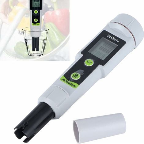 Medidor de salinidad, medidor de pH digital 2 en 1, analizador de calidad del agua TDS para temperatura, salinidad, agua de mar, piscinas de agua salada, pesca y acuarios. (1/5)