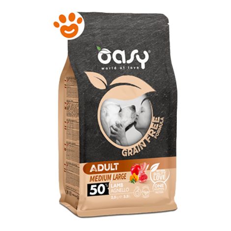Oasy Dog Grain Free Adult Medium/Large Agnello - Sacco 12 Kg - Cibo Secco Cani (1/3)